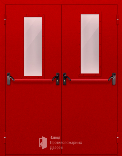 Фото двери «Двупольная с стеклом и антипаникой (красная)» в Одинцово