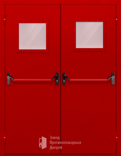 Фото двери «Двупольная со стеклопакетом и антипаникой (красная)» в Одинцово