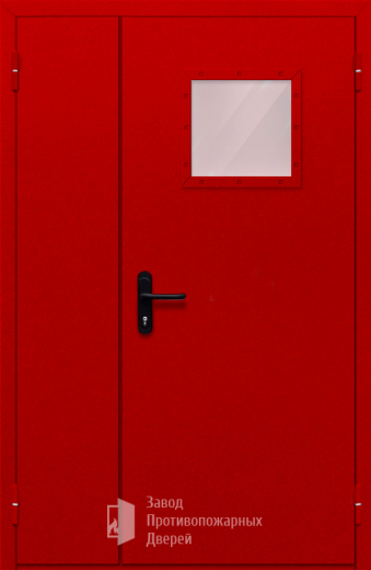 Фото двери «Полуторная со стеклопакетом (красная)» в Одинцово