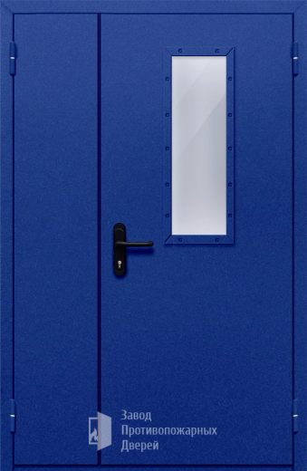 Фото двери «Полуторная со стеклом (синяя)» в Одинцово