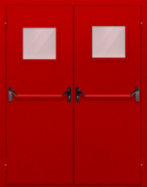 Фото двери «Двупольная со стеклопакетом и антипаникой (красная)» в Одинцово