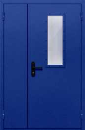 Фото двери «Полуторная со стеклом (синяя)» в Одинцово
