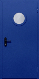 Фото двери «Однопольная с круглым стеклом (синяя)» в Одинцово