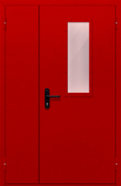 Фото двери «Полуторная со стеклом (красная)» в Одинцово