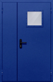 Фото двери «Полуторная со стеклопакетом (синяя)» в Одинцово